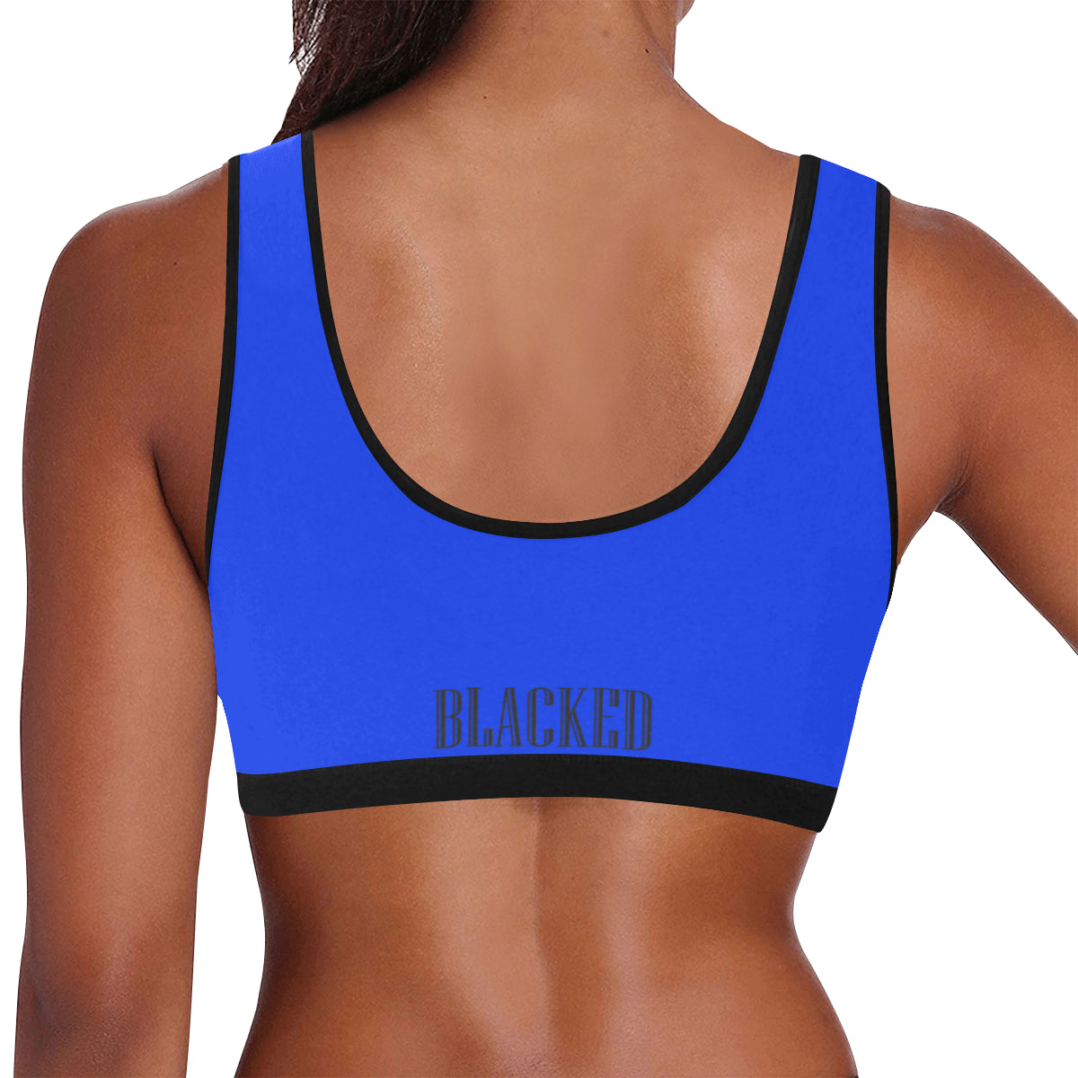 Bright Blue/Black Women's All Over Print Sports Bra (Model T52) – Queenos  Apparel