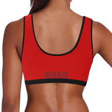 Load image into Gallery viewer, Red/Black Women&#39;s All Over Print Sports Bra (Model T52)