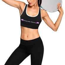 Load image into Gallery viewer, Black/White Women&#39;s All Over Print Sports Bra (Model T52)