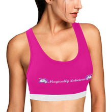 Load image into Gallery viewer, Pink/White Women&#39;s All Over Print Sports Bra (Model T52)