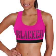 Load image into Gallery viewer, Pink/Black Women&#39;s All Over Print Sports Bra (Model T52)