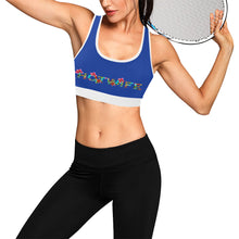 Load image into Gallery viewer, Dark Blue/White Women&#39;s All Over Print Sports Bra (Model T52)