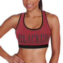 Load image into Gallery viewer, Burgandy/Black Women&#39;s All Over Print Sports Bra (Model T52)