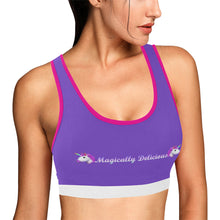 Load image into Gallery viewer, Purple/Pink/White Women&#39;s All Over Print Sports Bra (Model T52)