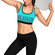 Load image into Gallery viewer, Teal/Black Women&#39;s All Over Print Sports Bra (Model T52)