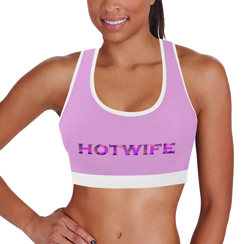 Light purple/White Women's All Over Print Sports Bra (Model T52)
