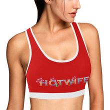 Load image into Gallery viewer, Red/White Women&#39;s All Over Print Sports Bra (Model T52)