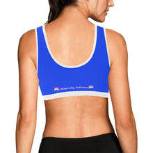 Load image into Gallery viewer, Blue/White Women&#39;s All Over Print Sports Bra (Model T52)