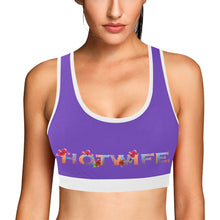 Load image into Gallery viewer, Purple/White Women&#39;s All Over Print Sports Bra (Model T52)