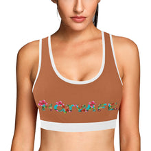 Load image into Gallery viewer, Light Brown/White Women&#39;s All Over Print Sports Bra (Model T52)