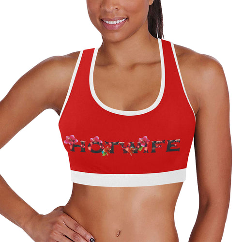 Red/white Women's All Over Print Sports Bra (Model T52)