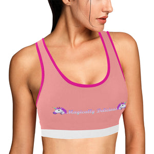 Light pink/Pink/White Women's All Over Print Sports Bra (Model T52)