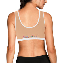 Load image into Gallery viewer, Peach/White Women&#39;s All Over Print Sports Bra (Model T52)