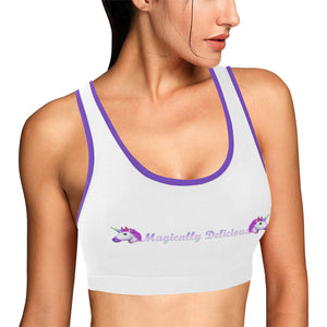 White/Purple Women's All Over Print Sports Bra (Model T52)