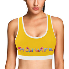 Load image into Gallery viewer, Yellow/White Women&#39;s All Over Print Sports Bra (Model T52)