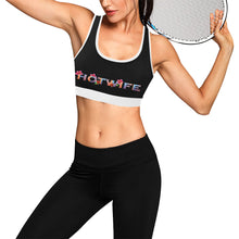 Load image into Gallery viewer, Black/White Women&#39;s All Over Print Sports Bra (Model T52)