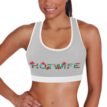 Load image into Gallery viewer, Silver/White Women&#39;s All Over Print Sports Bra (Model T52)