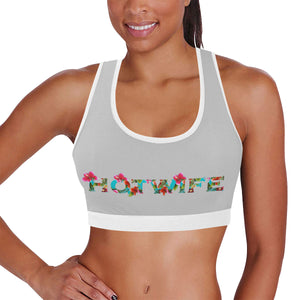 Silver/White Women's All Over Print Sports Bra (Model T52)