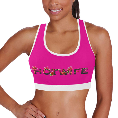pink/white Women's All Over Print Sports Bra (Model T52)