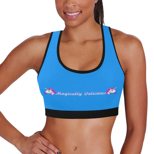 Blue/Black Women's All Over Print Sports Bra (Model T52)