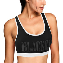 Load image into Gallery viewer, Black/White Women&#39;s All Over Print Sports Bra (Model T52)