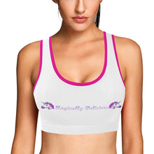 Load image into Gallery viewer, White/Pink Women&#39;s All Over Print Sports Bra (Model T52)