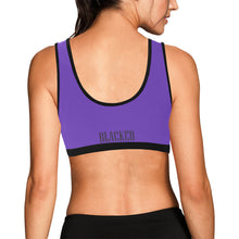 Load image into Gallery viewer, Purple/Black Women&#39;s All Over Print Sports Bra (Model T52)