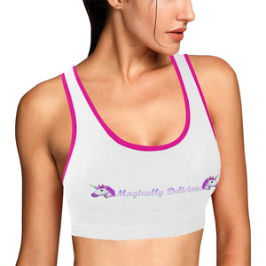 White/Pink Women's All Over Print Sports Bra (Model T52)