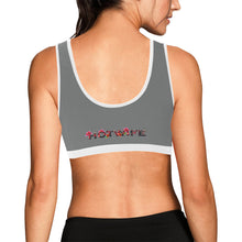 Load image into Gallery viewer, Grey/white Women&#39;s All Over Print Sports Bra (Model T52)