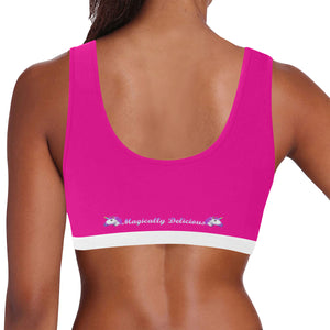 Pink/White Women's All Over Print Sports Bra (Model T52)