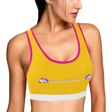 Load image into Gallery viewer, Yellow/Pink/White Women&#39;s All Over Print Sports Bra (Model T52)