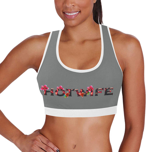 Grey/white Women's All Over Print Sports Bra (Model T52)