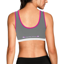 Load image into Gallery viewer, Grey/Pink/White Women&#39;s All Over Print Sports Bra (Model T52)