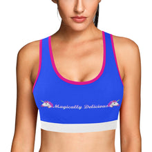 Load image into Gallery viewer, Blue/White/Pink Women&#39;s All Over Print Sports Bra (Model T52)