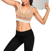 Load image into Gallery viewer, Peach/White Women&#39;s All Over Print Sports Bra (Model T52)