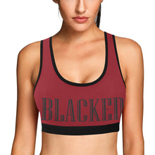 Load image into Gallery viewer, Burgandy/Black Women&#39;s All Over Print Sports Bra (Model T52)