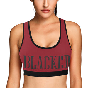 Burgandy/Black Women's All Over Print Sports Bra (Model T52)