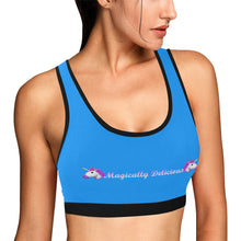 Load image into Gallery viewer, Blue/Black Women&#39;s All Over Print Sports Bra (Model T52)