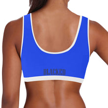 Load image into Gallery viewer, Bright Blue/White Women&#39;s All Over Print Sports Bra (Model T52)