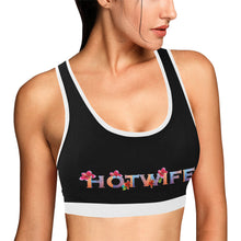 Load image into Gallery viewer, Black/White Women&#39;s All Over Print Sports Bra (Model T52)