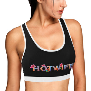 Black/White Women's All Over Print Sports Bra (Model T52)