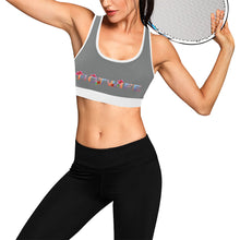 Load image into Gallery viewer, Grey/White Women&#39;s All Over Print Sports Bra (Model T52)