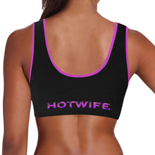 Load image into Gallery viewer, Black/Purple Women&#39;s All Over Print Sports Bra (Model T52)