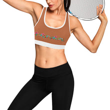 Load image into Gallery viewer, Light Brown/White Women&#39;s All Over Print Sports Bra (Model T52)