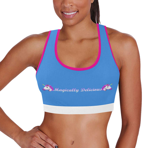 Light Blue/Pink/White Women's All Over Print Sports Bra (Model T52)