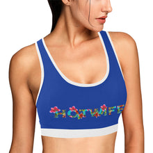 Load image into Gallery viewer, Dark Blue/White Women&#39;s All Over Print Sports Bra (Model T52)