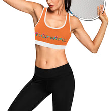 Load image into Gallery viewer, Orange/White Women&#39;s All Over Print Sports Bra (Model T52)