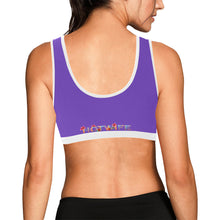 Load image into Gallery viewer, Purple/White Women&#39;s All Over Print Sports Bra (Model T52)