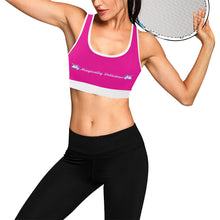 Load image into Gallery viewer, Pink/White/White Women&#39;s All Over Print Sports Bra (Model T52)