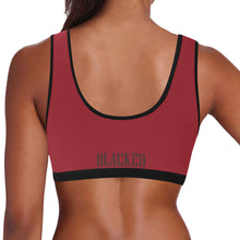 Load image into Gallery viewer, Burgandy/Black Women&#39;s All Over Print Sports Bra (Model T52)